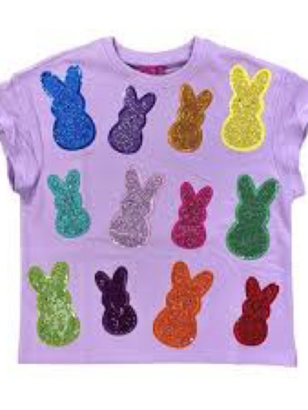 Queen of Sparkles Lavender Peeps Top EUC